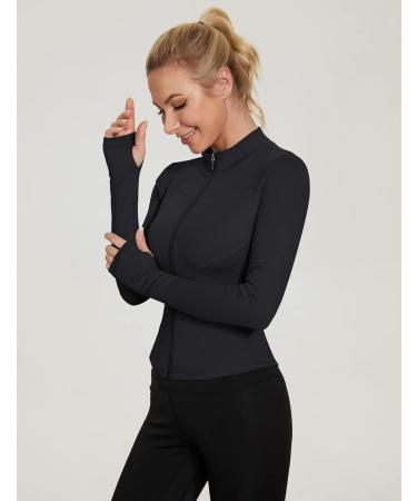 IECCP Women's Gym T-Shirt - Long Sleeve Yoga Crop Top with Half Zipper & Thumb Hole - Lightweight Fitness Shirt - Black - Buy Online on GoSupps.com