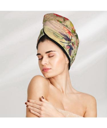 Vintage Bird Microfiber Hair Towel - Super Absorbent Coral Velvet Wrap for Long Curly & Thick Hair - Quick Dry Soft Cover for Women - Buy Online on GoSupps.com