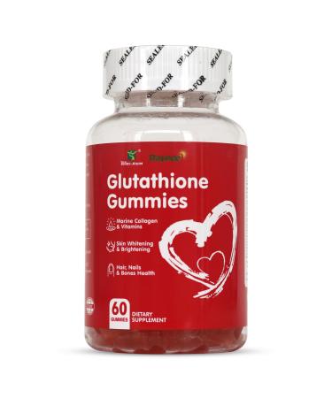 Wins Town Glutathione Gummies 1000mg, Rich in Marine Collagen & Vitamins, Skin Whitening & Brightening, 60 Count