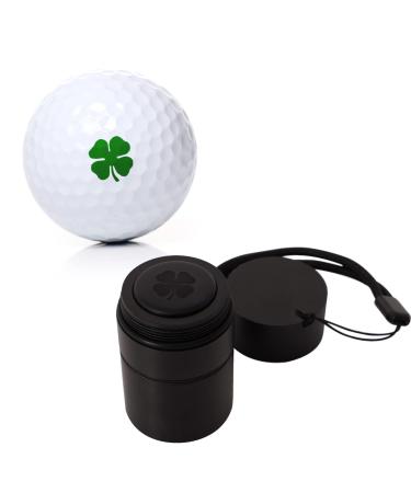 Golf Ball Stamp Marker w/Lanyard | Permanent & Smudge Proof Golf Ball Marker Stamp | Rosewood & Aluminum Golf Ball Stamper | Stamp Markers in Box for Golf Gifts for Men | Four Leaf Clover Green