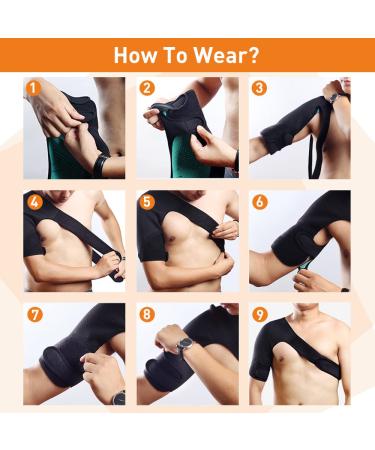 HUEGLO Right Shoulder Brace - Adjustable Support for Shoulder Pain Relief | Men and Women | Rotator Cuff, AC Joint, Labrum Tear, Sprain, Bursitis, Tendinitis | Medium Size - Right Shoulder - Buy Online on GoSupps.com