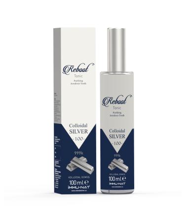 Reboot Colloidal Silver Refreshing Spray - 20PPM - All Skin Types - Vegan Revitalizing Mist - Cooling Soothing & Hydrating - Faster Healing - Elegant Glass Bottle - 3.4oz