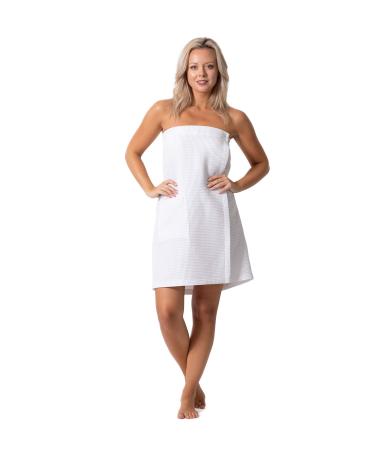 Robe Direct Quick Dry, Lightweight Waffle Spa/Bath Wrap with Adjustable Closure & Elastic Top Large-X-Large White