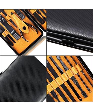 Manicure Set Nail Set Nail Clipper Kit Professional - Stainless Steel Pedicure Set Nail Grooming Kit of 15pcs with Case for Travel (Black/Yellow) - Buy Online on GoSupps.com