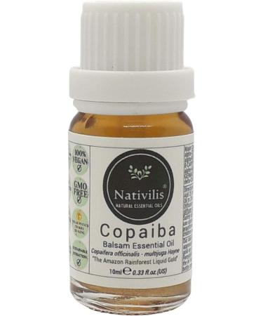 Nativilis Copaiba Balsam Essential Oil 10ml - 100% Natural Copaifera Officinalis - GC/MS Tested Therapeutic Oil - Buy Online on GoSupps.com