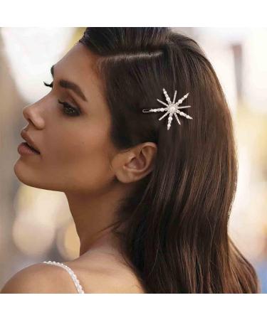 Yheakne Boho Crystal Star Hair Clip Pin Rhinestone Pearl Hair Clip Barrette Vintage Hair Clip Pins Gold Rhinestone Hair Clips Decorative Bobby Pin Shiny Wedding Hair Accessories for Women and Girls - Buy Online on GoSupps.com