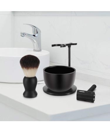 Men's Shaving Kit - Mysterious Black Razor Set with Safety Razor, Brush, Stand, Soap Bowl, and Blades - Buy Online on GoSupps.com