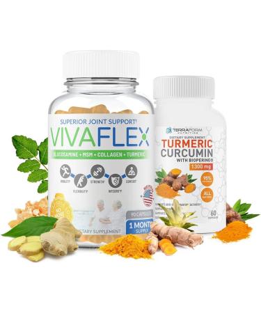 Terraform Nutrition Joint Relief Combo Pack | Vivaflex Plus Turmeric Curcumin - Top Joint Supplements for Discomfort & Mobility - 1 Month Supply - Buy Online on GoSupps.com