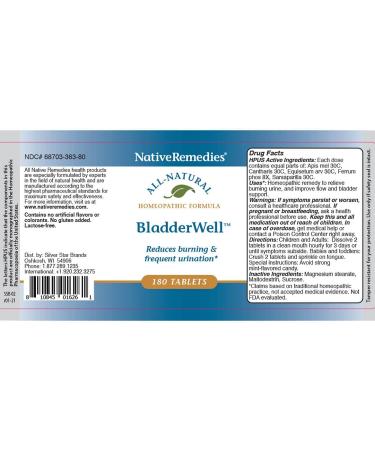 BladderWell Tablets - Natural Homeopathic Formula for Bladder Health - 180 Tablets - Buy Online on GoSupps.com