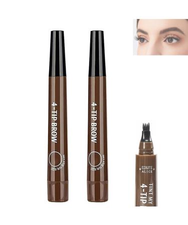 Lightsbetter Waterproof Brow Pen Tint My 4 Tip Brow Waterproof Lightsbetter Eyebrow Precisely My Brow Pencil Natural Precise 4 Point Eyebrow Pencil (02# Dark Brown) 02 # Dark Brown