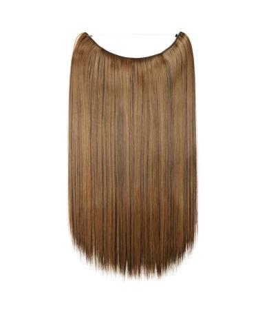 Silk-Co Hair Extensions with Rubber Band - 50cm Smooth Invisible Cord Synthetic Hair Chocolate Brown & Brown Mix for Women - Buy Online on GoSupps.com