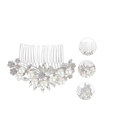 Beatifufu Women Hair Comb Pearl and Rhinestone Hair Comb Rhinestone Barrettes Pearl Hair Accessories Wedding Hair Accessories Vintage Wedding Comb Pearl Hair Pin Hair Piece Hand Made Women's