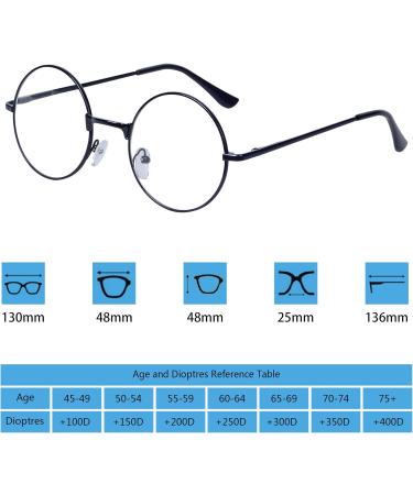 4 Pack Retro Round Reading Glasses for Men & Women - Metal Frame + Glasses Strap - 1.5 Diopters - Buy Online on GoSupps.com