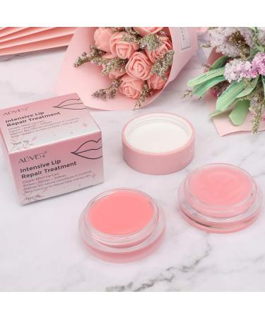 Lip Sleeping Mask & Scrub Exfoliator - Overnight Treatment for Dry, Cracked Lips - Moisturizing Lip Repair Balm - Strawberry Pink - Buy Online on GoSupps.com