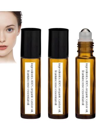Time Eraser Roller Ball Castor Oil Castor Oil and Frankincense Rollerball for Eyes Eye Roller for Bags Under Eyes Fine Lines (3Pcs)