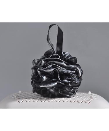 Exfoliating Bath Shower Loofah Sponge Set Set of 4 Body Wash Scrubber Poufs in Black - Buy Online on GoSupps.com