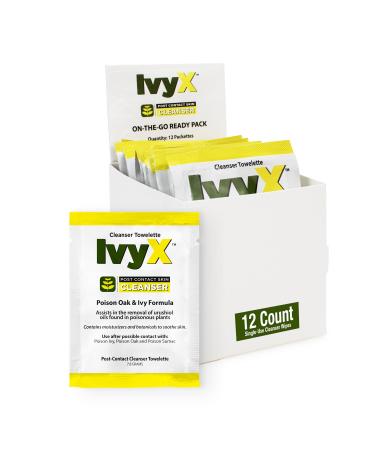 CoreTex Ivy X Post-Contact Poison Ivy Wipes - Pack of 12 Single-Use Poison Ivy Treatment Wipes to Assist in the Removal of Poison Ivy Poison Oak & Poison Sumac Oils - Poison Ivy Wash Wipes