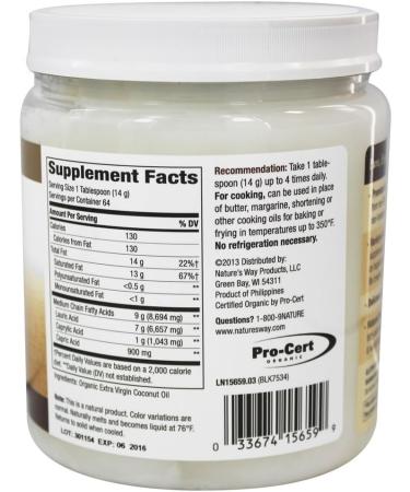 Nature's Way - Organic Pure Extra Virgin Coconut Oil - 32 oz. - Buy Online on GoSupps.com