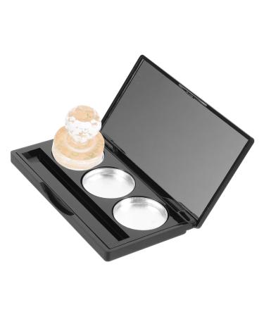 POPETPOP Palette de Maquillage Vide Rectangulaire Noire Matte 3 Godets Aluminium avec Miroir pour Fard Paupi res Blush et Correcteur Usage Mobile