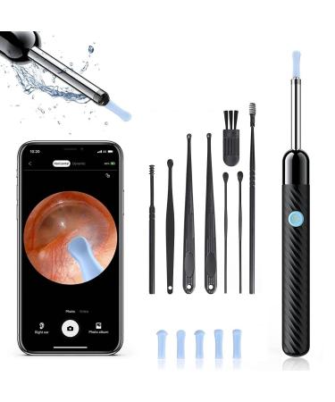Ear Wax Removal Tool Ear Cleaner with Camera Ear Camera with 1080P Otoscope with Light Ear Wax Removal Tool Camera with 6 Ear Pick Earwax Removal Kit for iPhone iPad Android Phones Black