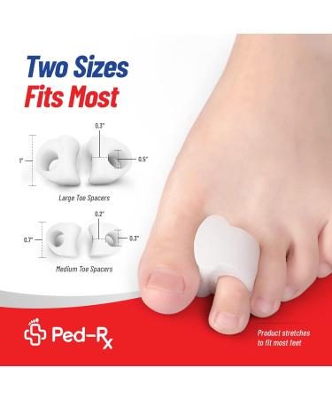 Ped-Rx Silicone Gel Toe Separators - Correct Bunions, Overlapping Toes, Hammer Toe - 8 Pack (4 Bigger, 4 Smaller) - Buy Online on GoSupps.com