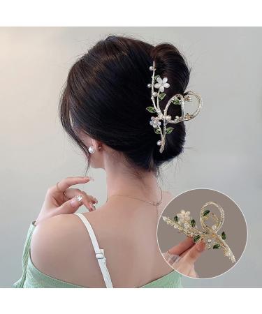 Souarts Large Gold Flowers Hair Clip - Non-Slip Metal Hair Claws for Women & Girls - Stylish Hair Accessories - Buy Online on GoSupps.com