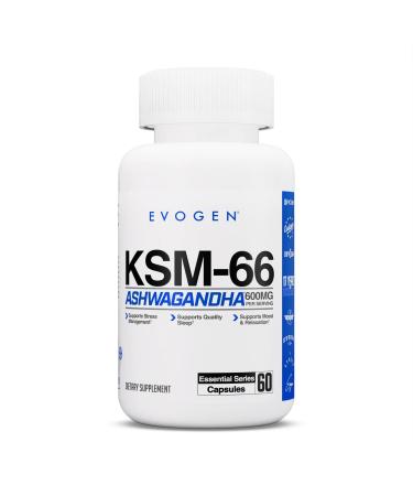 Evogen KSM-66 Ashwagandha 600mg | 60 Capules | Stress Relief Sleep Aid & Focus Support | Premium Ashwagandha Capsules