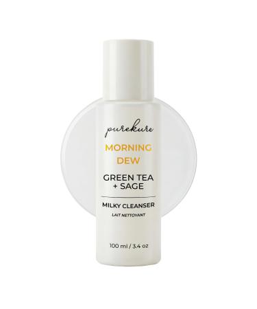 Purekure Organic Milky Cleanser | Green Tea and Sage Face Wash | Clears Acne | Daily Clarifying Pore Cleanser for All Skin | Antioxidant Face Wash | Nourishing and Balancing Pore Cleanser 100mL