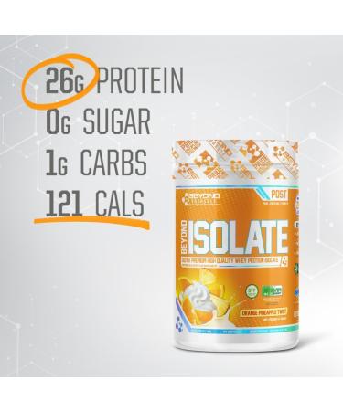 Beyond Yourself - Beyond Isolate Whey Protein | Ultra-Premium Micro-Filtered Fast Absorbing | Sugar-Free Gluten-Free No Artificial Additives or Fillers | Supports Recovery | 2lbs Orange Pineapple Orange Pineapple Twist 848 g (Pack of 1) - Buy Online on GoSupps.com