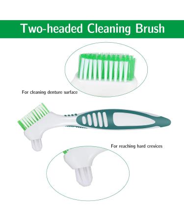Caromoriber House 4Pcs Denture Brush Dual Head Toothbrushes Portable Denture Brush with Soft Bristles and Dual Angled Hard Denture Cleaning Brush for Denture Care Denture Toothbrush - Buy Online on GoSupps.com