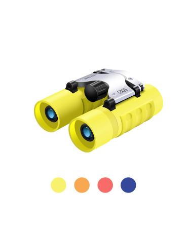 Binoculars for Kids, WRNRN Compact High Resolution Shockproof Binoculars 12X25 Real Optics Small Lightweight Binoculars for Bird Watching Camping Hiking Children Boys Girls 8-12 Best Gift (Yellow)