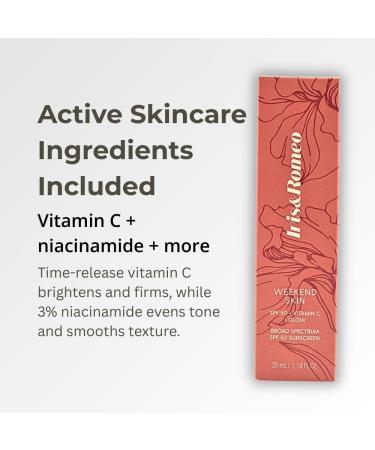 IRIS&ROMEO Weekend Skin SPF 50 Warm Glow Mineral Sunscreen with Vitamin C & Niacinamide for Dewy Golden Finish 1.18 fl oz - Buy Online on GoSupps.com