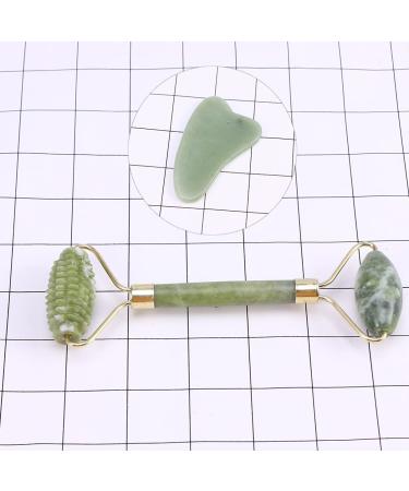 UKCOCO 2pcs Jade Roller Set - Facial Stone Roller & Gua Sha Massage Board for Smooth Skin & Relaxation - Buy Online on GoSupps.com