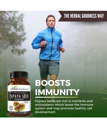 Herbal Goodness Papaya Seed Powder Capsules - Natural Cleanse for Colon Kidney Liver Intestine & Gut Health - Prebiotic Antioxidant with Fiber & Papain - 60 Count - Buy Online on GoSupps.com