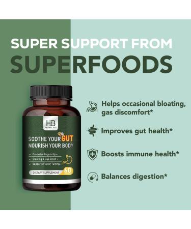 Rigma Herbal BEE Gut Health - Gas and Bloating Relief Constipation Leaky Gut Repair - Gut Cleanse & Restore Digestion - Promote Regularity Colon Cleanser 60 Capsules - Buy Online on GoSupps.com