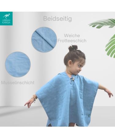 Urban Kanga Baby Bath Poncho with Hood | Two-Sided Crystal Blue Poncho for Children 1 Year - International Shipping - Buy Online on GoSupps.com