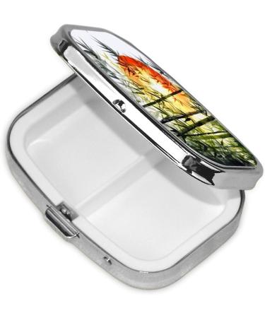 Bamboo Trees Sun Printing Pill Case | Cute 2 Compartment Travel Pill Box Organizer for Purse & Gifts - Buy Online on GoSupps.com