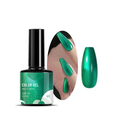 Metal Pearl Gel Nail Polish Green Mermaid Shell Thread Glitter Holographic Soak Off UV LED Varnish Shimmering Metallic Shining Sparkling Long Lasting DIY Art Manicure at Home Gift for Women