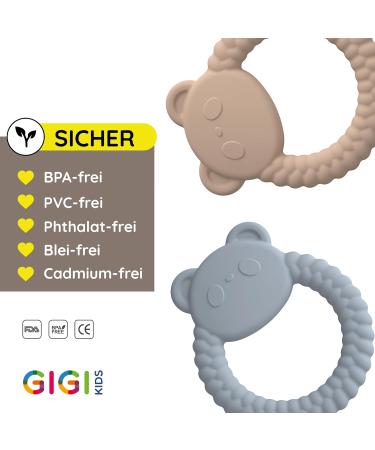 Gigi Kids Bei ring Panda - BPA-Free Silicone Baby Teething Ring | Sensory & Motor Toy for 3+ Months - Beige - Buy Online on GoSupps.com