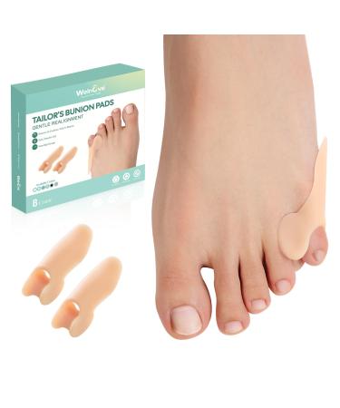Welnove Tailor's Bunion Corrector Pads - 8 Pack Pinky Toe Protector Bunion Cushion with Separator for Women Men Gel Bunion Shield for Foot Pain Relief Beige(Shield Spacers)