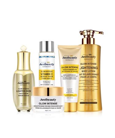 Glow Intense Collagen Brightening Kit – Body Lotion, Face Cream, Serum, Toner, Purify, Hydrate, Brighten – With Collagen, Niacinamide, Vitamin C (1. Kilogram)