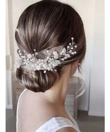 Yean Pearl Wedding Headband - Silver Flower Bridal Hair Accessories for Women and Girls - Buy Online on GoSupps.com