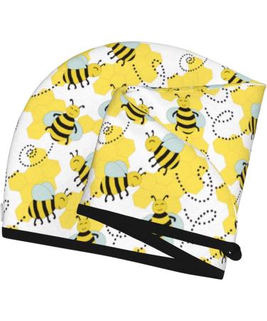Cheerful Bumble Bees Microfiber Hair Towel Wrap | Super Absorbent Coral Velvet Quick Dry Cap for Long Curly & Thick Hair - Ideal for Women - Buy Online on GoSupps.com