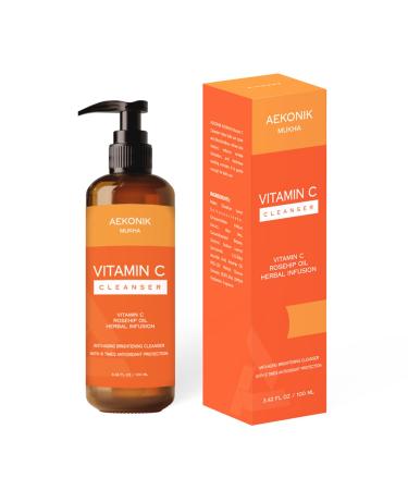 Vitamin C Face Cleanser - Natural Vitamin C for Pigmentation and Uneven Skintone - Goodness of Herbal Vitamin C - Aloe Vera Glycerol and Rosehip Oil - Antioxidant - Fades Acne Scars - 100 ML