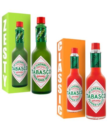 Tabasco Mild Green Pepper Sauce 57ml With Original Red Hot Pepper Sauce 57ml - Bundle Consisting of Tabasco Hot Sauces x2 Pack