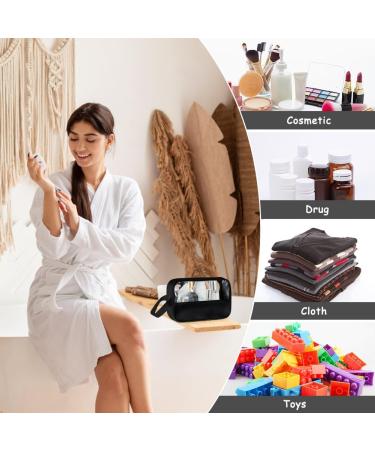 4PCS Clear Waterproof Toiletry Travel Bags with Zipper Handle - Black Set for Men and Women | Portable Airport Makeup Bags - Buy Online on GoSupps.com
