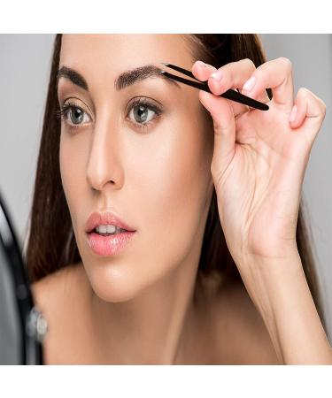 Premium Stainless Steel Eyebrow Tweezers | Black Precision Tweezers for Eyebrow Beard & Hair Care | International Shipping - Buy Online on GoSupps.com