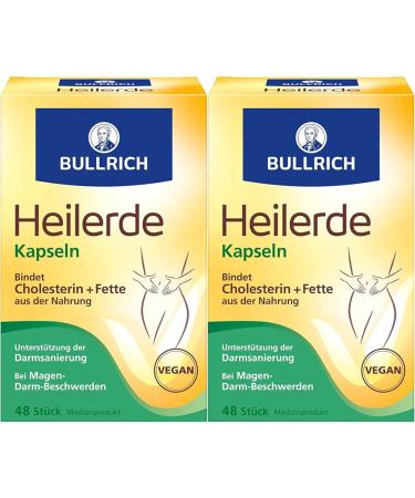 Bullrich Heil earth capsules |Relief of gastrointestinal complaints and support for intestinal renovation |Bind cholesterol + fats from the food |Vegan |48 pieces (2 -pack) 48 pieces (2 pack)