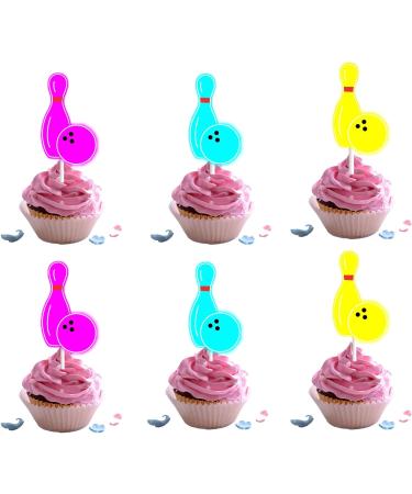 18pcs Neon Bowling Cupcake Toppers for Boys Girls Adults Happy Birthday Bowling Party Decorations Supplies Sport Ball Bowling Cake Decorations - Buy Online on GoSupps.com
