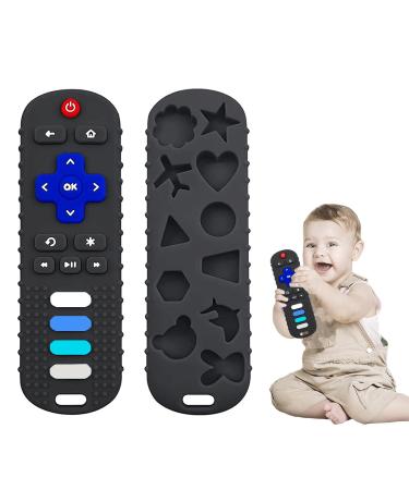 Baby Remote Toy Baby Teethers 0-18 Months Silicone Remote Teething Toys BPA Free (Black)